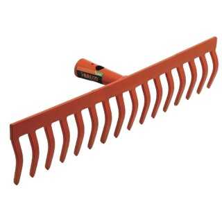 Rastrello Leggero in Acciaio Stampato 43 cm 16 Denti Verniciato Arancione (Senza Manico) - Brixo