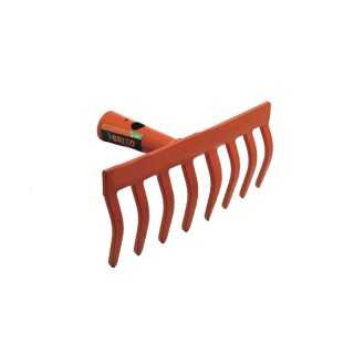 Rastrello Leggero in Acciaio Stampato 21 cm 8 Denti Verniciato Arancione (Senza Manico) - Brixo