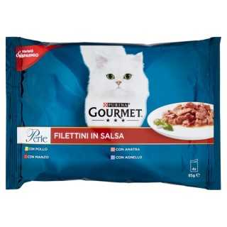 Gourmet Perle Filetti In Salsa (Manzo, Pollo, Anatra, Agnello) 4 X 85 Gr.