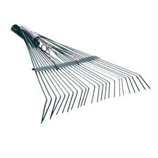 Scopa Erba e Foglie 24 Denti 54 Cm Verde - Regolabile e Rinforzata - Alta Flessibilita' (Senza Manico) - Brixo