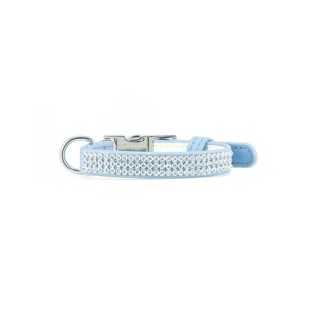Julius-K9 Collare Paris Similpelle Con Strass (1,5 X 28-38 Cm.) Azzurro