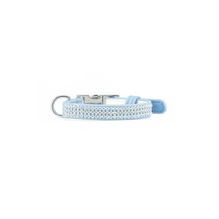 Julius-K9 Collare Paris Similpelle Con Strass (1,5 X 35-48 Cm.) Azzurro