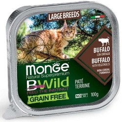 Monge Bwild Cat Grain Free Adult Large Breeds Pate' Bufalo & Ortaggi 100 Gr.