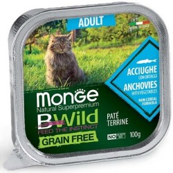 Monge Bwild Cat Grain Free Adult Pate' Acciughe & Ortaggi 100 Gr.