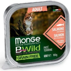 Monge Bwild Cat Grain Free Adult Pate' Salmone & Ortaggi 100 Gr.