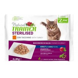 Natural Trainer Adult Sterilised Bocconcini In Salsa Con Tacchino Multipack 4 X 85 Gr.