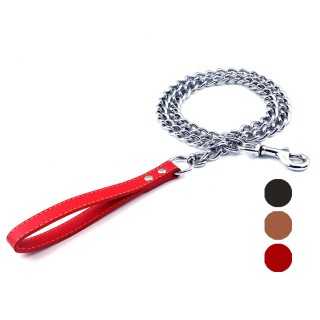 Also Guinzaglio In Cuoio Con Catena In Acciaio 0,30 X 80 Cm.
