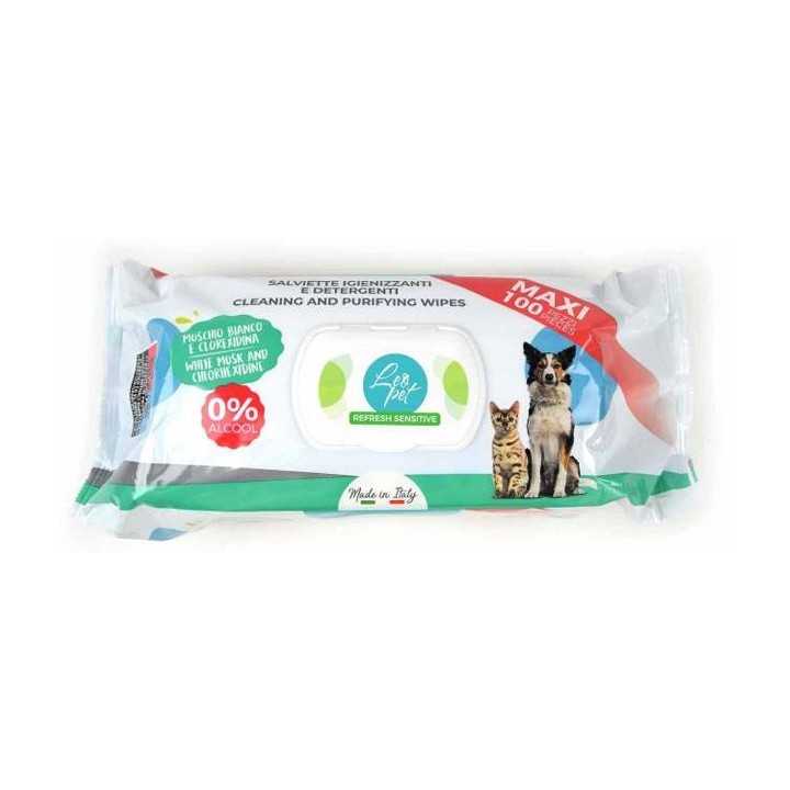 Leopet Salviette Igienizzanti Muschio Bianco & Clorexidina 100 Pz.