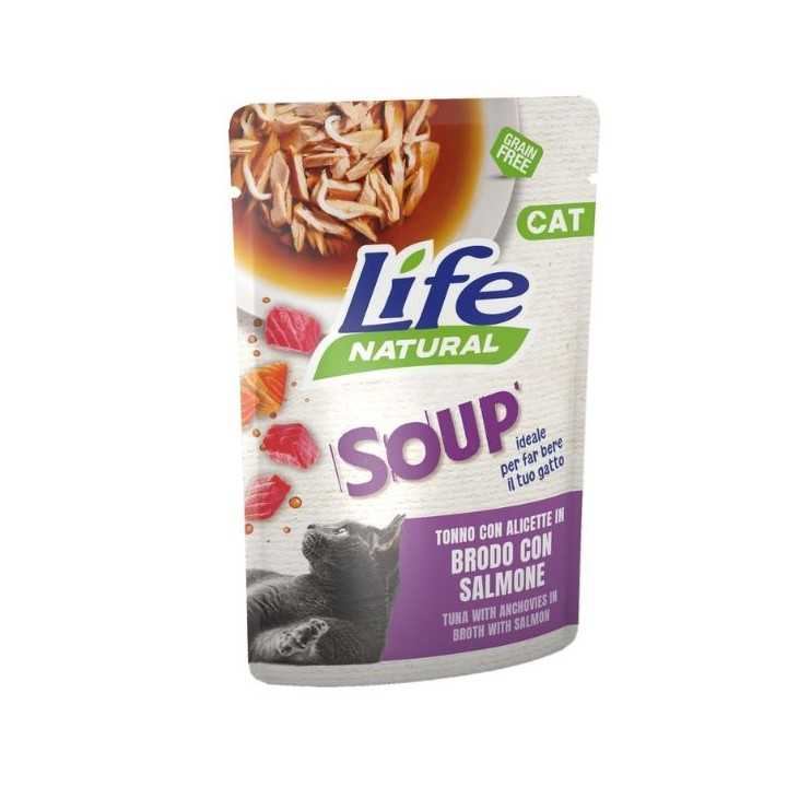 Life Cat Busta Soup Tonno Con Alicette In Brodo Con Salmone 60 Gr.