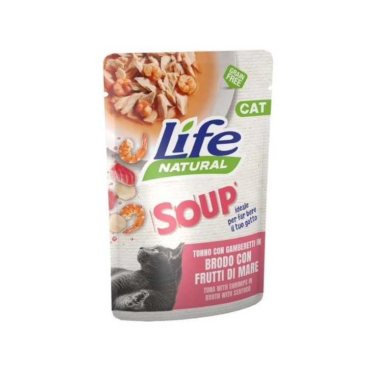 Life Cat Busta Soup Tonno Con Gamberetti In Brodo Con Frutti Di Mare 60 Gr.