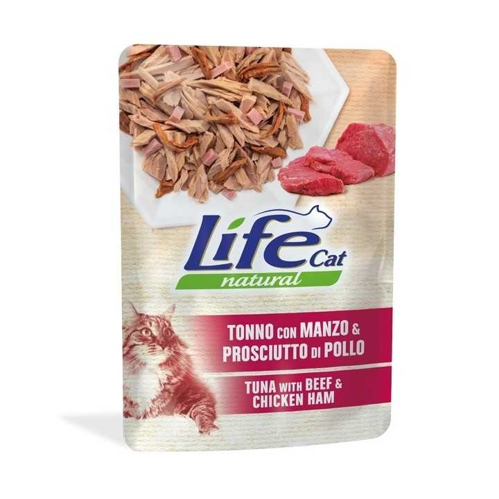 Life Cat Natural Busta Tonno Con Manzo & Prosciutto Di Pollo 70 Gr.