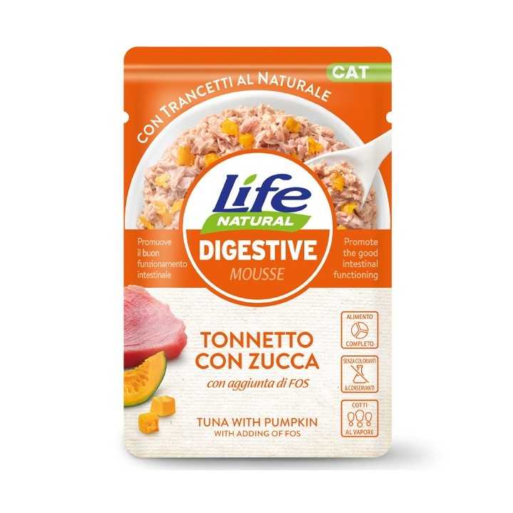Life Cat Natural Mousse Digestive Tonnetto & Zucca 70 Gr.