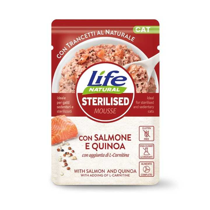 Life Cat Natural Mousse Sterilised Salmone & Quinoa 70 Gr.