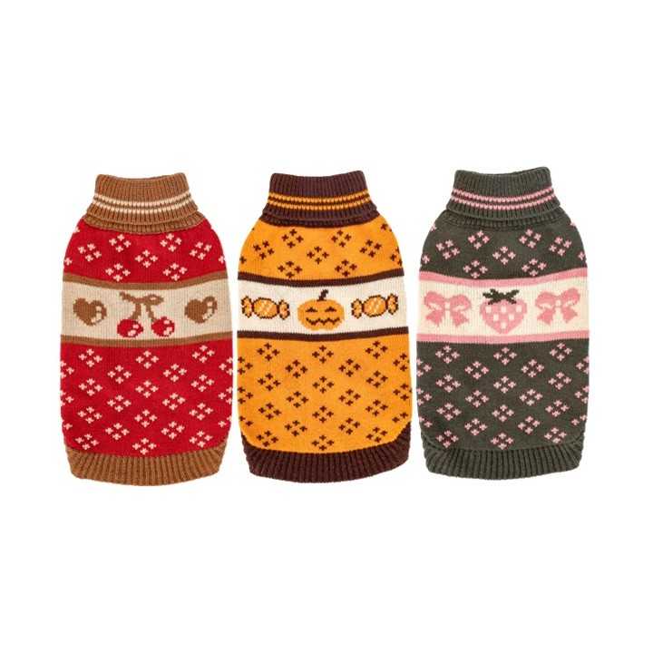 Maglioncino Dolcevita Con Frutta Ricamata