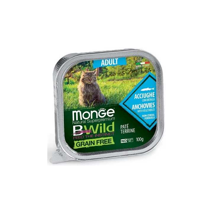 Monge Bwild Cat Grain Free Adult Pate' Acciughe & Ortaggi 100 Gr.