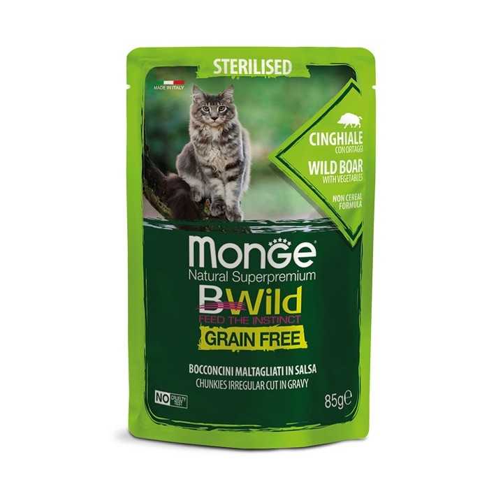 Monge Bwild Cat Grain Free Sterilised Bocconcini Cinghiale & Ortaggi 85 Gr.