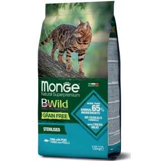Monge Bwild Cat Grain Free Sterilised Tonno & Piselli 1,5 Kg.
