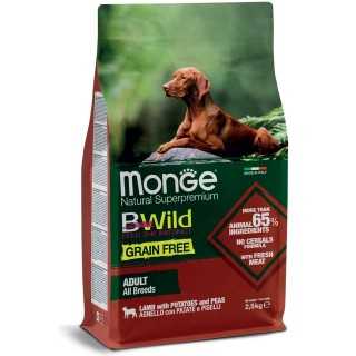 Monge Bwild Dog Grain Free Adult Agnello, Patate & Piselli 2,5 Kg.