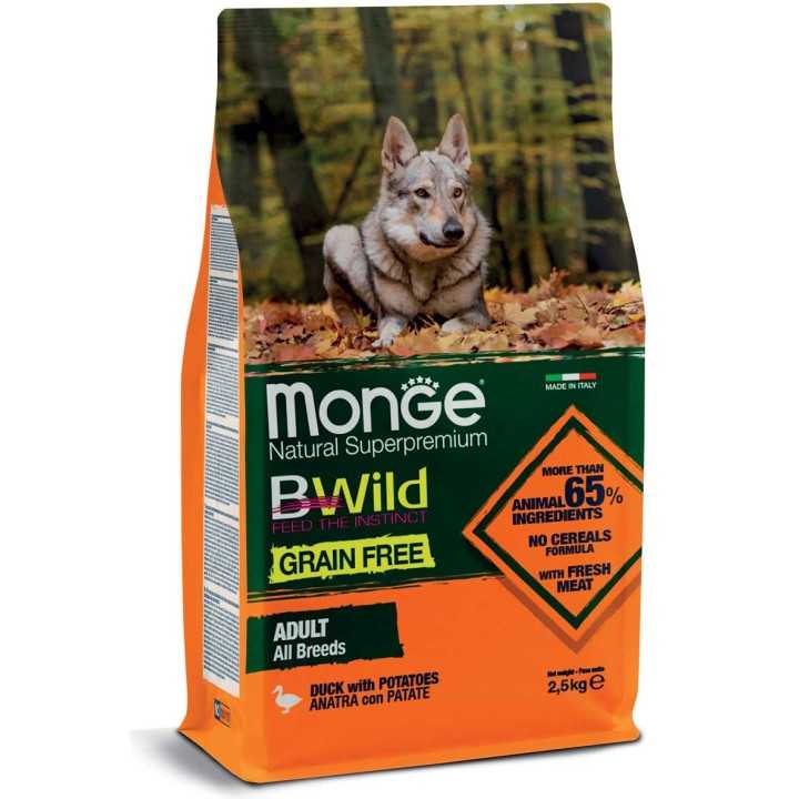 Monge Bwild Dog Grain Free Adult Anatra & Patate 12 Kg.