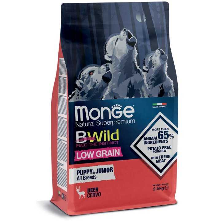 Monge Bwild Dog Low Grain Puppy & Junior Cervo 12 Kg.
