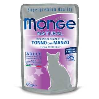 Monge Cat Natural Adult Buste Tonno Con Manzo 80 Gr.