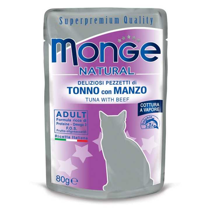 Monge Cat Natural Adult Buste Tonno Con Manzo 80 Gr.