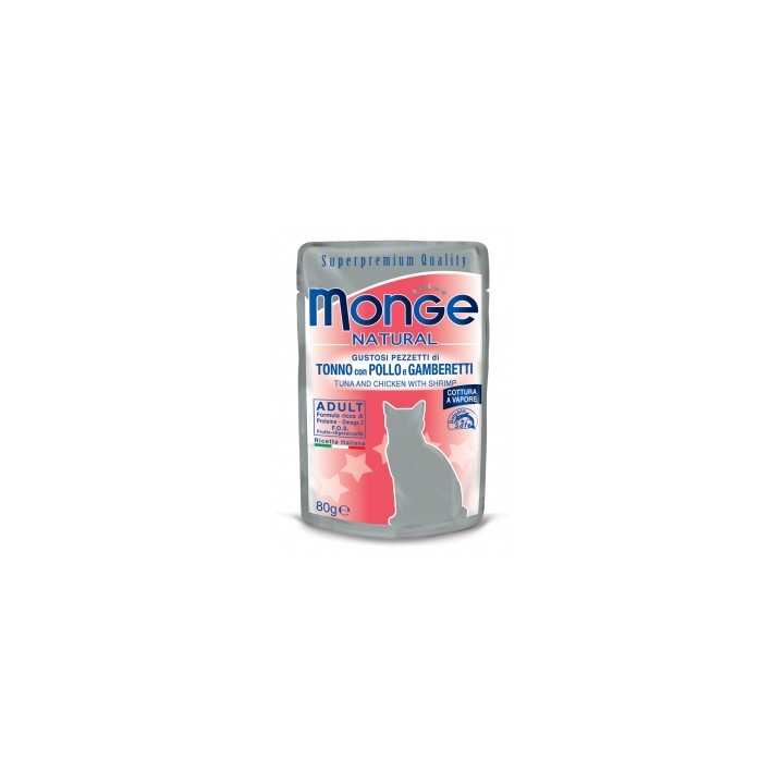 Monge Cat Natural Adult Buste Tonno Con Pollo & Gamberetti 80 Gr.