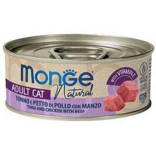 Monge Cat Natural Adult Tonno & Petto Di Pollo Con Manzo 80 Gr.