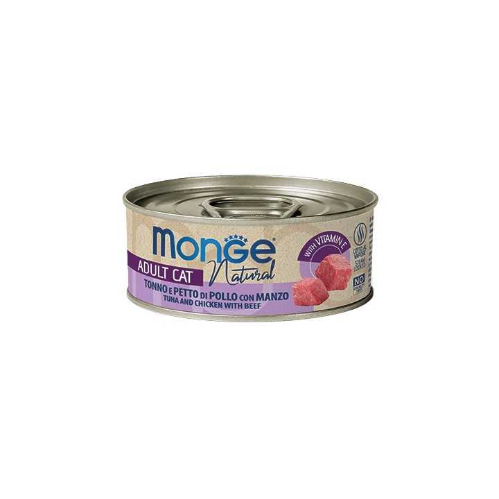 Monge Cat Natural Adult Tonno & Petto Di Pollo Con Manzo 80 Gr.