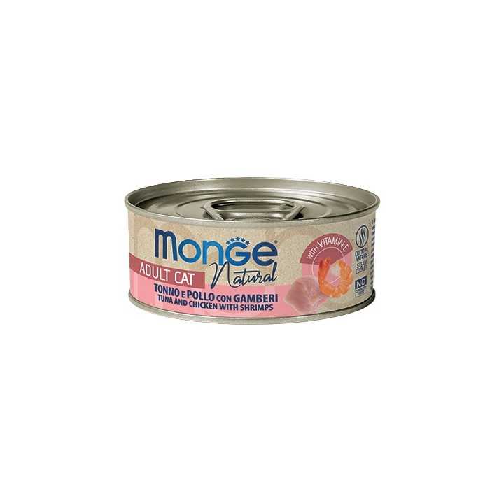 Monge Cat Natural Adult Tonno, Pollo Con Gamberi 80 Gr.