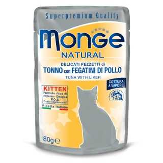 Monge Cat Natural Kitten Buste Tonno Con Fegato Di Pollo 80 Gr.