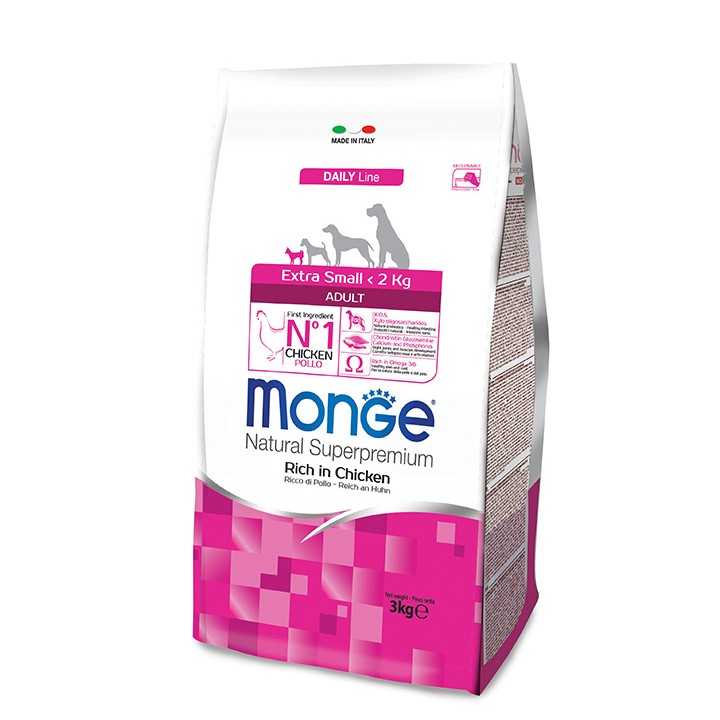 Monge Daily Line Extra Small Adult Ricco Di Pollo 3 Kg.