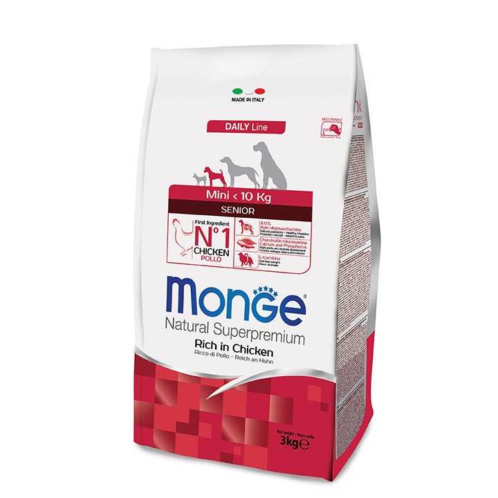 Monge Daily Line Mini Senior Ricco Di Pollo 3 Kg.