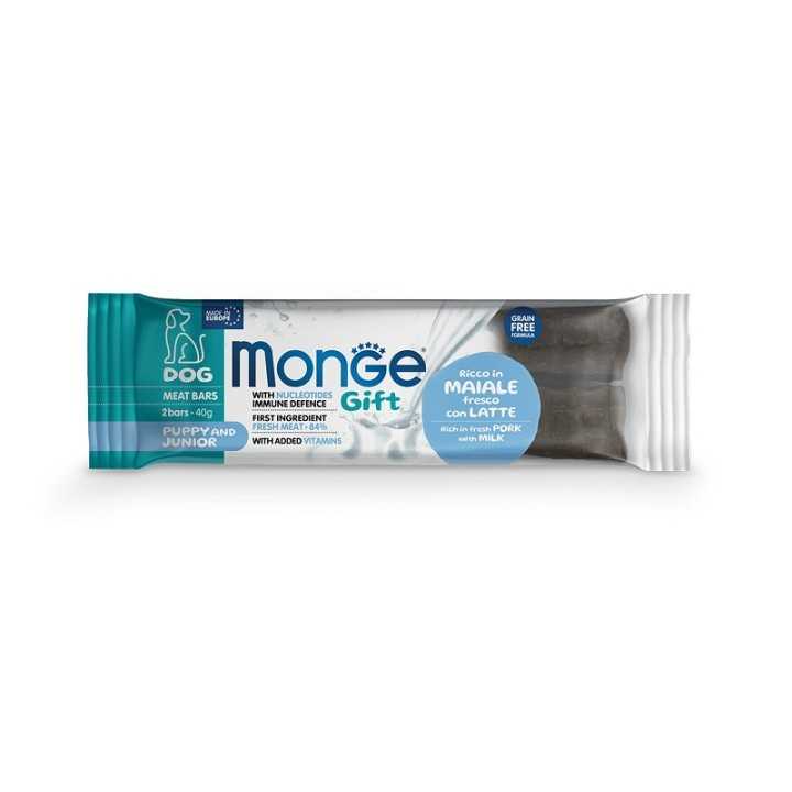 Monge Gift Meat Bar Puppy & Junior Maiale & Latte 40 Gr. / 2 Pz.