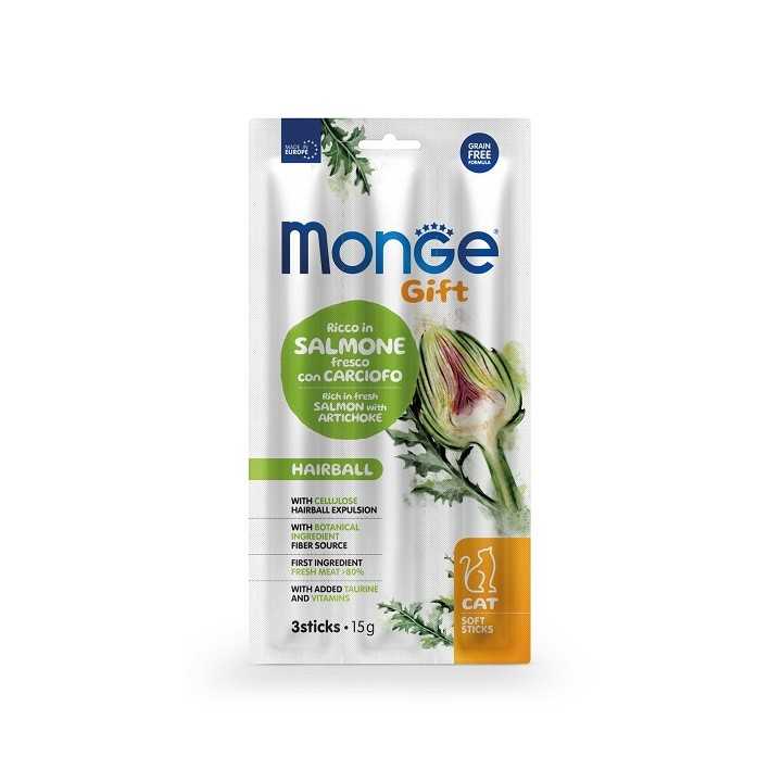 Monge Gift Soft Sticks Hairball Salmone & Carciofo 15 Gr. / 3 Pz.