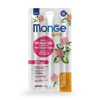 Monge Gift Soft Sticks Skin Support Merluzzo & Trifoglio Rosso 15 Gr. / 3 Pz.