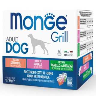 Monge Grill Adult Dog Multipack (Salmone, Maiale, Agnello Con Ortaggi) 12 X 100 Gr.