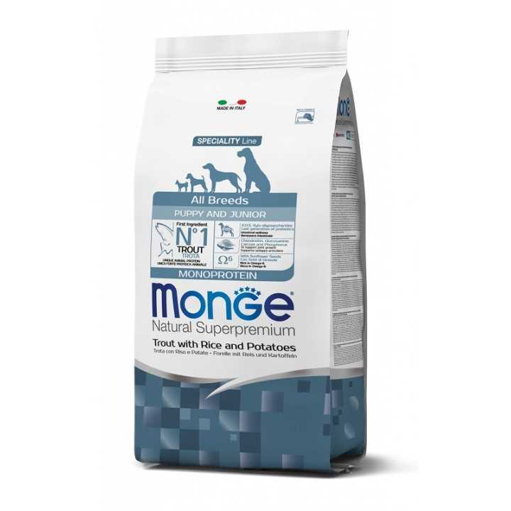 Monge Speciality Line Puppy & Junior All Breeds Trota, Riso & Patate 2,5 Kg.