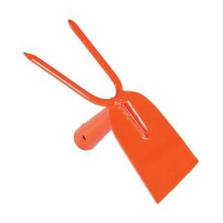 Zappa Doppia Zappino Quadrato e Bidente in Acciaio Verniciato a Fuoco Arancione (Senza Manico) - Brixo