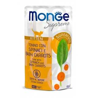Monge Supreme Buste Kitten Tonno, Spinaci & Baby Carrots 80 Gr.
