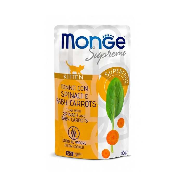 Monge Supreme Buste Kitten Tonno, Spinaci & Baby Carrots 80 Gr.