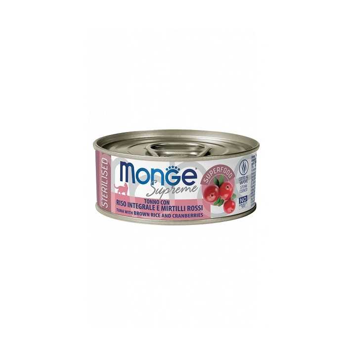 Monge Supreme Sterilised Tonno, Riso Integrale & Mirtilli Rossi 80 Gr.