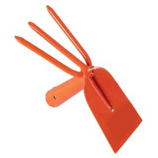 Zappa Doppia Zappino Quadrato e Tridente in Acciaio Verniciato a Fuoco Arancione (Senza Manico) - Brixo