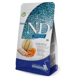N&D Cat Ocean Kitten Merluzzo, Gamberetto, Zucca & Melone 300 Gr.