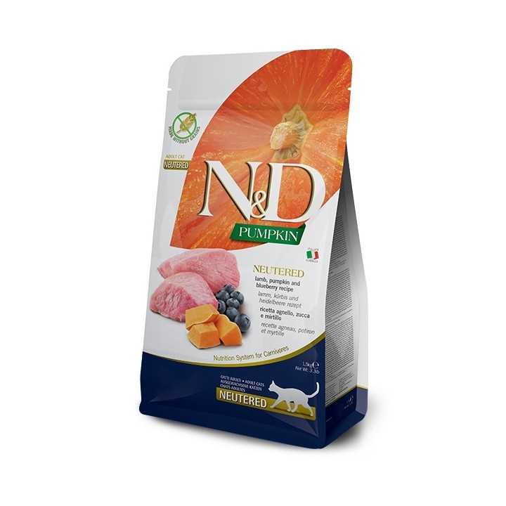 N&D Cat Pumpkin Formula Neutered Agnello, Zucca & Mirtillo 300 Gr.