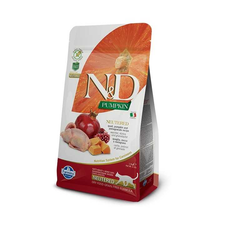 N&D Cat Pumpkin Formula Neutered Quaglia Zucca & Melograno 1,5 Kg.