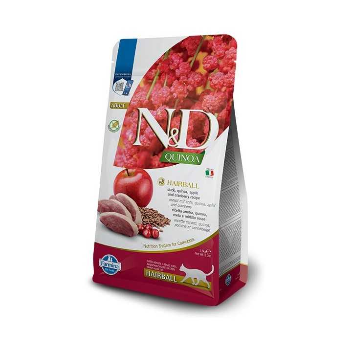 N&D Cat Quinoa Hairball Anatra, Quinoa & Mela 300 Gr.