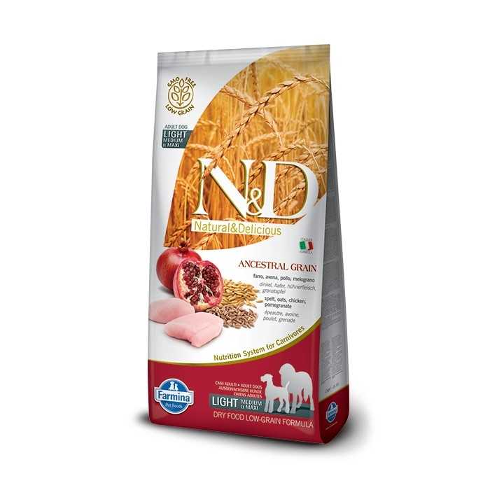 N&D Dog Ancestral Grain Adult Light Medium/Maxi Pollo & Melograno 12 Kg.