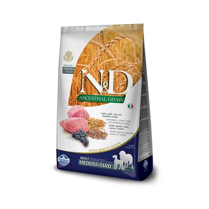 N&D Dog Ancestral Grain Adult Medium/Maxi Agnello & Mirtillo 12 Kg.
