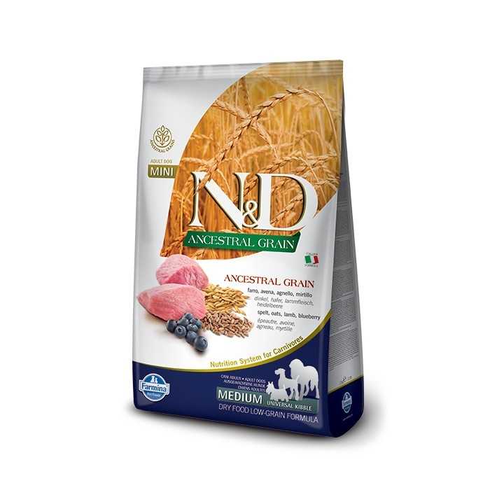 N&D Dog Ancestral Grain Adult Medium/Maxi Agnello & Mirtillo 2,5 Kg.